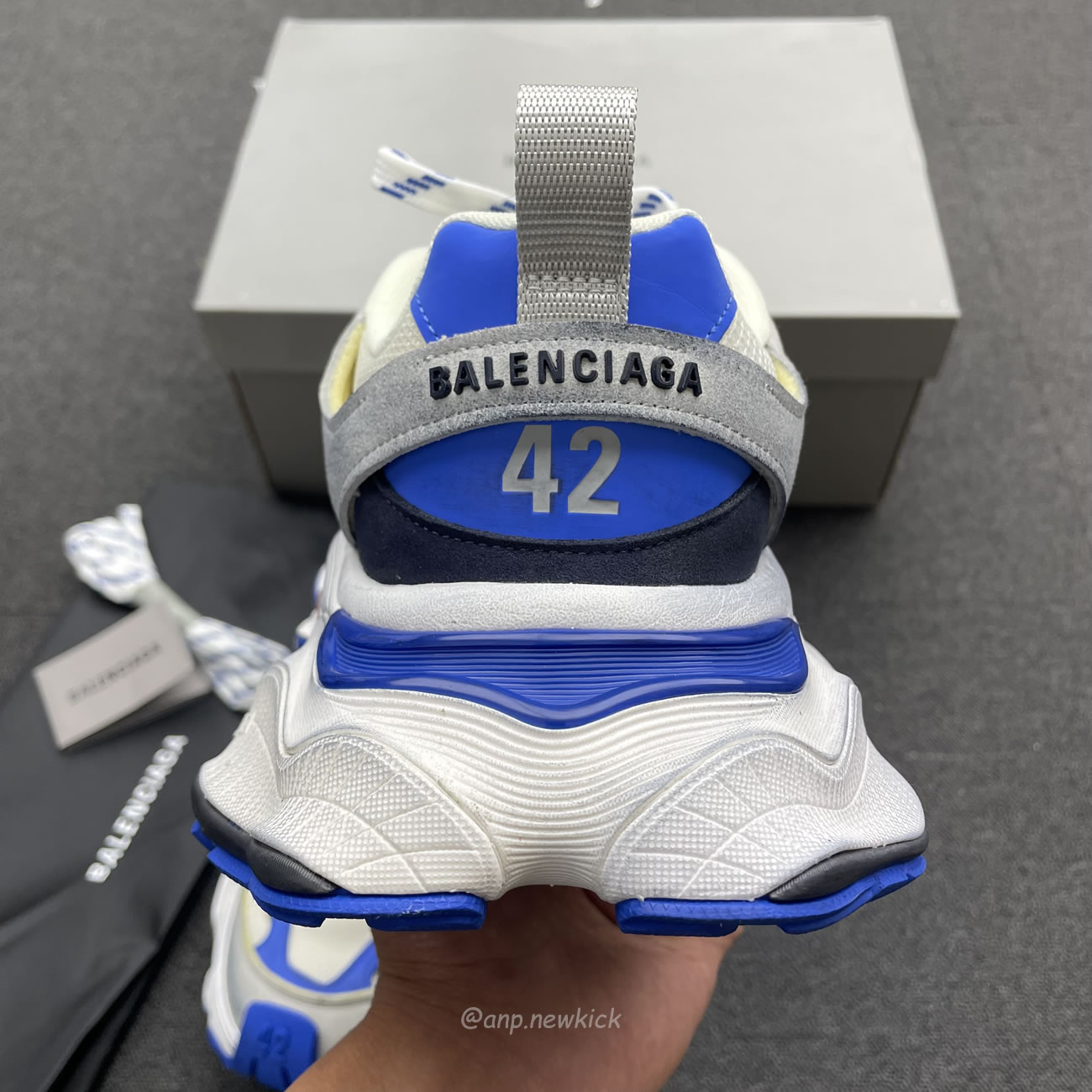 Balenciaga Cargo Sneaker White Grey Blue 784341 W2mv6 0328 (9) - newkick.cc